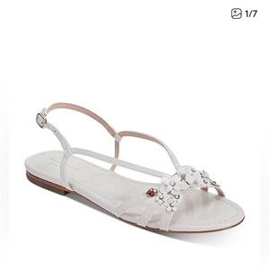 Kate Spade Magnolia Floral Patent Leather Sandals Optic White Ivory